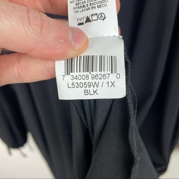 Karen Kane‎ Tie Sleeves Swing Dress Black Size 1X Made USA Jersey Knit Bohemian - Picture 9 of 11